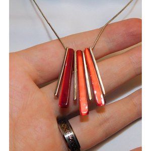 Red And Silver Abstract Necklace
